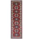 Kazak 2'8'' X 9'8'' Hand-Knotted Wool Rug 2'8'' x 9'8'' (80 X 290) / Red / Ivory