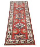 Kazak 1'10'' X 5'10'' Hand-Knotted Wool Rug 1'10'' x 5'10'' (55 X 175) / Red / Ivory