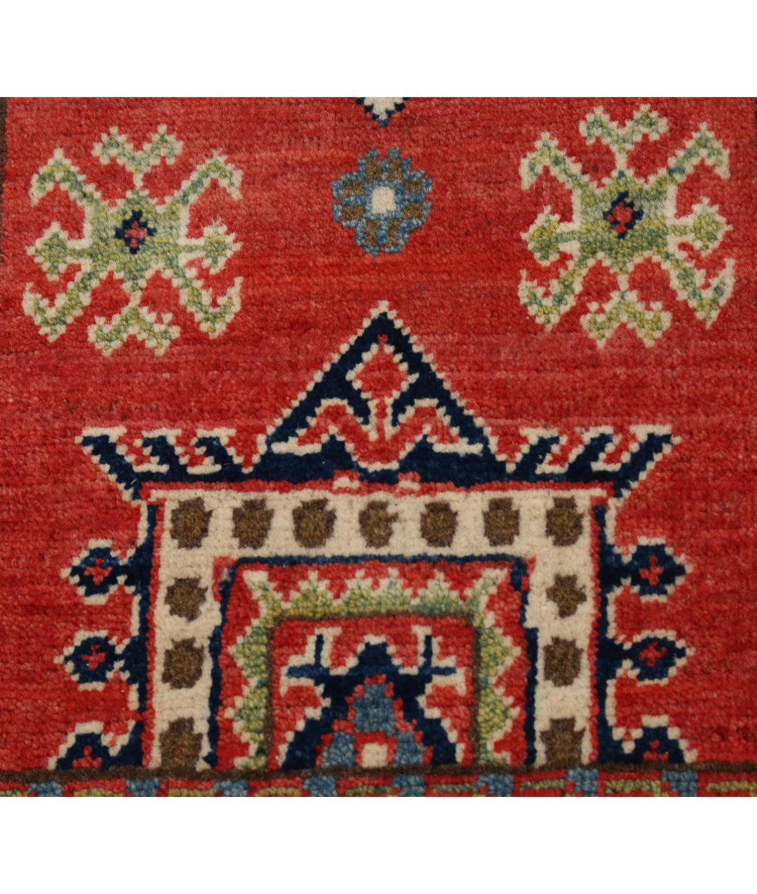 Kazak 1'10'' X 5'10'' Hand-Knotted Wool Rug 1'10'' x 5'10'' (55 X 175) / Red / Ivory