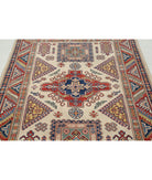 Kazak 4'10'' X 6'8'' Hand-Knotted Wool Rug 4'10'' x 6'8'' (145 X 200) / Ivory / Red