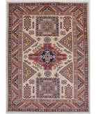 Kazak 4'10'' X 6'8'' Hand-Knotted Wool Rug 4'10'' x 6'8'' (145 X 200) / Ivory / Red