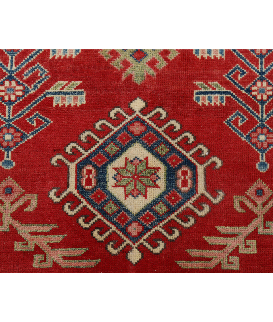 Kazak 6'6'' X 9'4'' Hand-Knotted Wool Rug 6'6'' x 9'4'' (195 X 280) / Red / Ivory