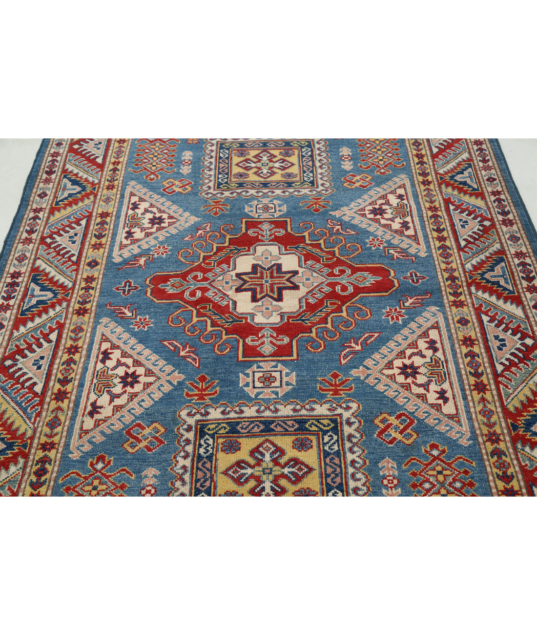 Kazak 5'1'' X 6'7'' Hand-Knotted Wool Rug 5'1'' x 6'7'' (153 X 198) / Blue / Ivory