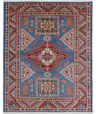 Kazak 5'1'' X 6'7'' Hand-Knotted Wool Rug 5'1'' x 6'7'' (153 X 198) / Blue / Ivory