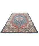 Kazak 6'6'' X 9'8'' Hand-Knotted Wool Rug 6'6'' x 9'8'' (195 X 290) / Blue / Ivory