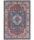 Kazak 6'6'' X 9'8'' Hand-Knotted Wool Rug 6'6'' x 9'8'' (195 X 290) / Blue / Ivory