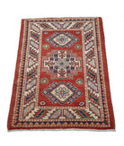 Kazak 2'0'' X 3'0'' Hand-Knotted Wool Rug 2'0'' x 3'0'' (60 X 90) / Red / Ivory