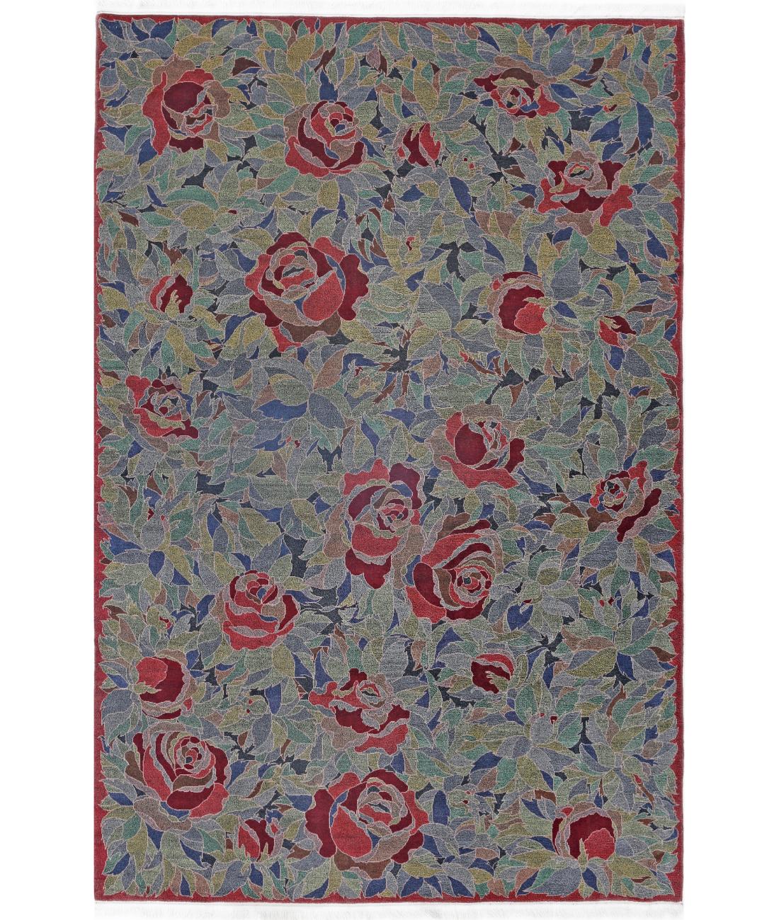 Artemix 6' 0" X 9' 0" Hand-Knotted Wool Rug 6' 0" X 9' 0" (183 X 274) / Blue / Green