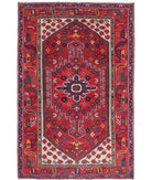 Hamadan 4'0'' X 6'0'' Hand-Knotted Wool Rug 4'0'' x 6'0'' (120 X 180) / Red / Ivory