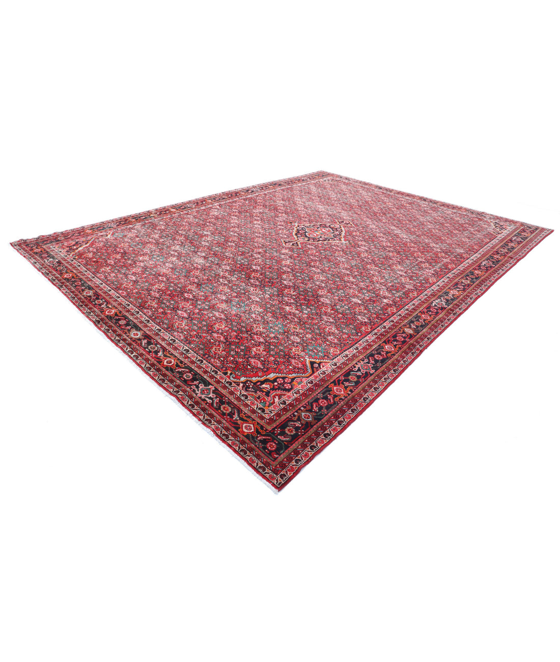 Hamadan 11'1'' X 14'10'' Hand-Knotted Wool Rug 11'1'' x 14'10'' (333 X 445) / Red / Black