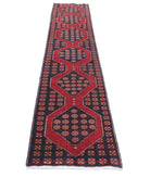 Hamadan 2'0'' X 11'6'' Hand-Knotted Wool Rug 2'0'' x 11'6'' (60 X 345) / Black / Red