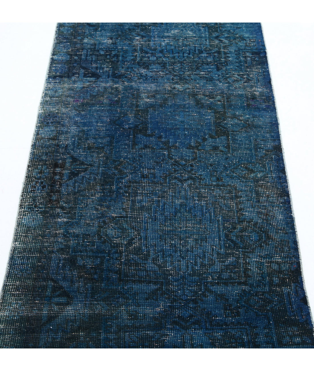 Overdye 2'6'' X 12'2'' Hand-Knotted Wool Rug 2'6'' x 12'2'' (75 X 365) / Blue / Charcoal