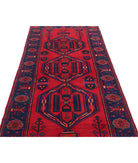 Hamadan 3'6'' X 9'8'' Hand-Knotted Wool Rug 3'6'' x 9'8'' (105 X 290) / Red / Blue