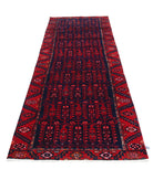 Hamadan 3'4'' X 10'0'' Hand-Knotted Wool Rug 3'4'' x 10'0'' (100 X 300) / Blue / Red