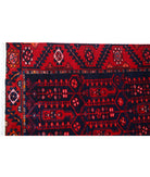 Hamadan 3'4'' X 10'0'' Hand-Knotted Wool Rug 3'4'' x 10'0'' (100 X 300) / Blue / Red