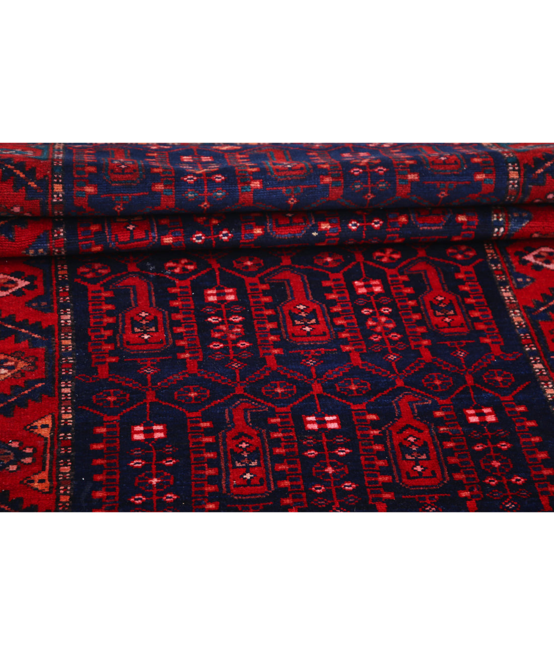 Hamadan 3'4'' X 10'0'' Hand-Knotted Wool Rug 3'4'' x 10'0'' (100 X 300) / Blue / Red