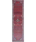 Hamadan 3'5'' X 13'4'' Hand-Knotted Wool Rug 3'5'' x 13'4'' (103 X 400) / Pink / Grey