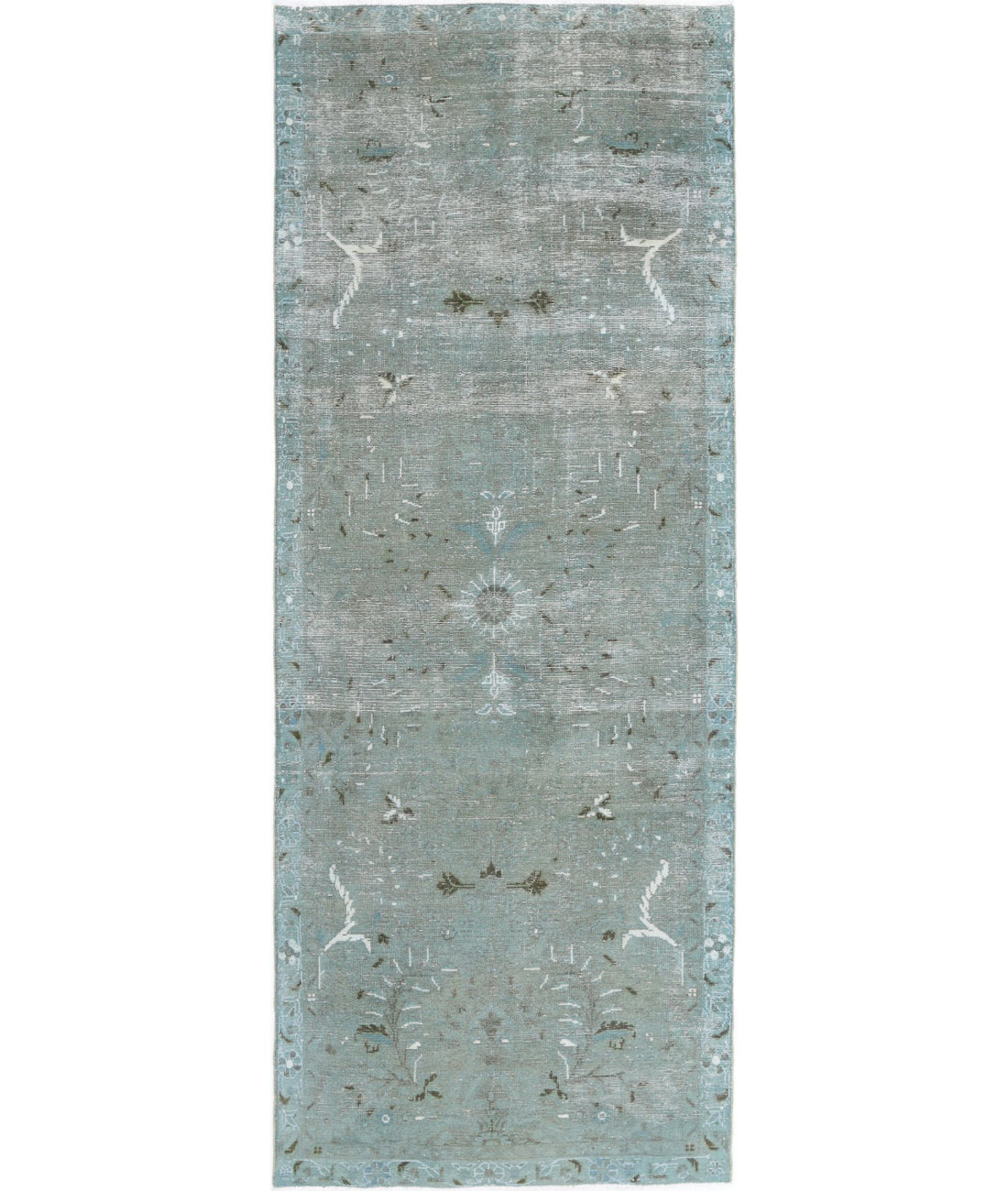 Vintage 3'5'' X 9'4'' Hand-Knotted Wool Rug 3'5'' x 9'4'' (103 X 280) / Teal / Blue