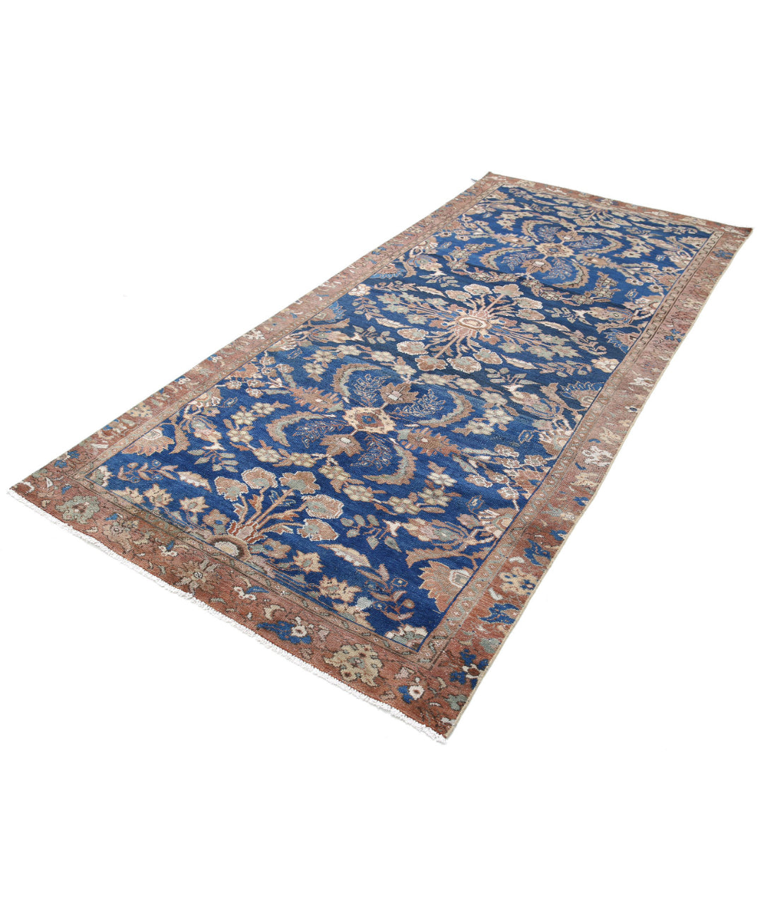 Vintage 4'6'' X 10'1'' Hand-Knotted Wool Rug 4'6'' x 10'1'' (135 X 303) / Blue / Brown