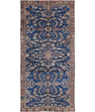 Vintage 4'6'' X 10'1'' Hand-Knotted Wool Rug 4'6'' x 10'1'' (135 X 303) / Blue / Brown