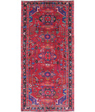 Hamadan 4'5'' X 9'8'' Hand-Knotted Wool Rug 4'5'' x 9'8'' (133 X 290) / Red / Black