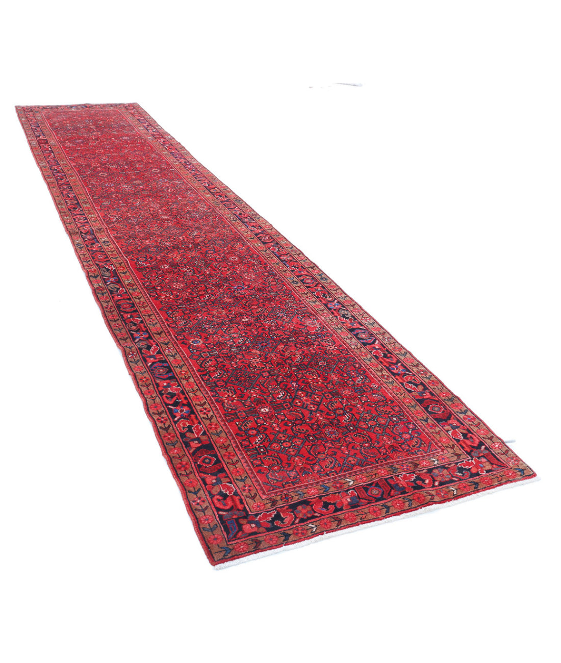 Hamadan 3'10'' X 17'0'' Hand-Knotted Wool Rug 3'10'' x 17'0'' (115 X 510) / Red / Black