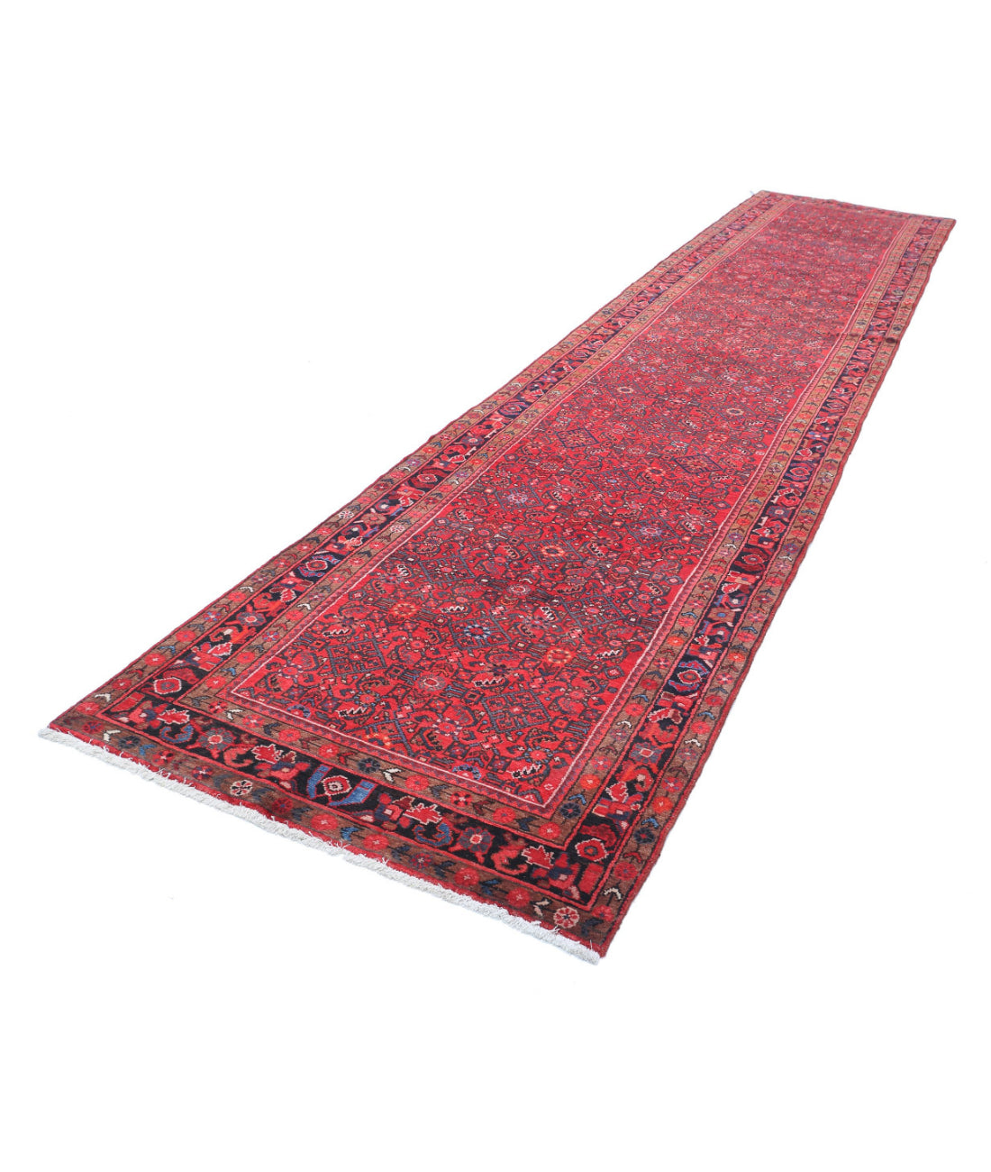 Hamadan 3'10'' X 17'0'' Hand-Knotted Wool Rug 3'10'' x 17'0'' (115 X 510) / Red / Black