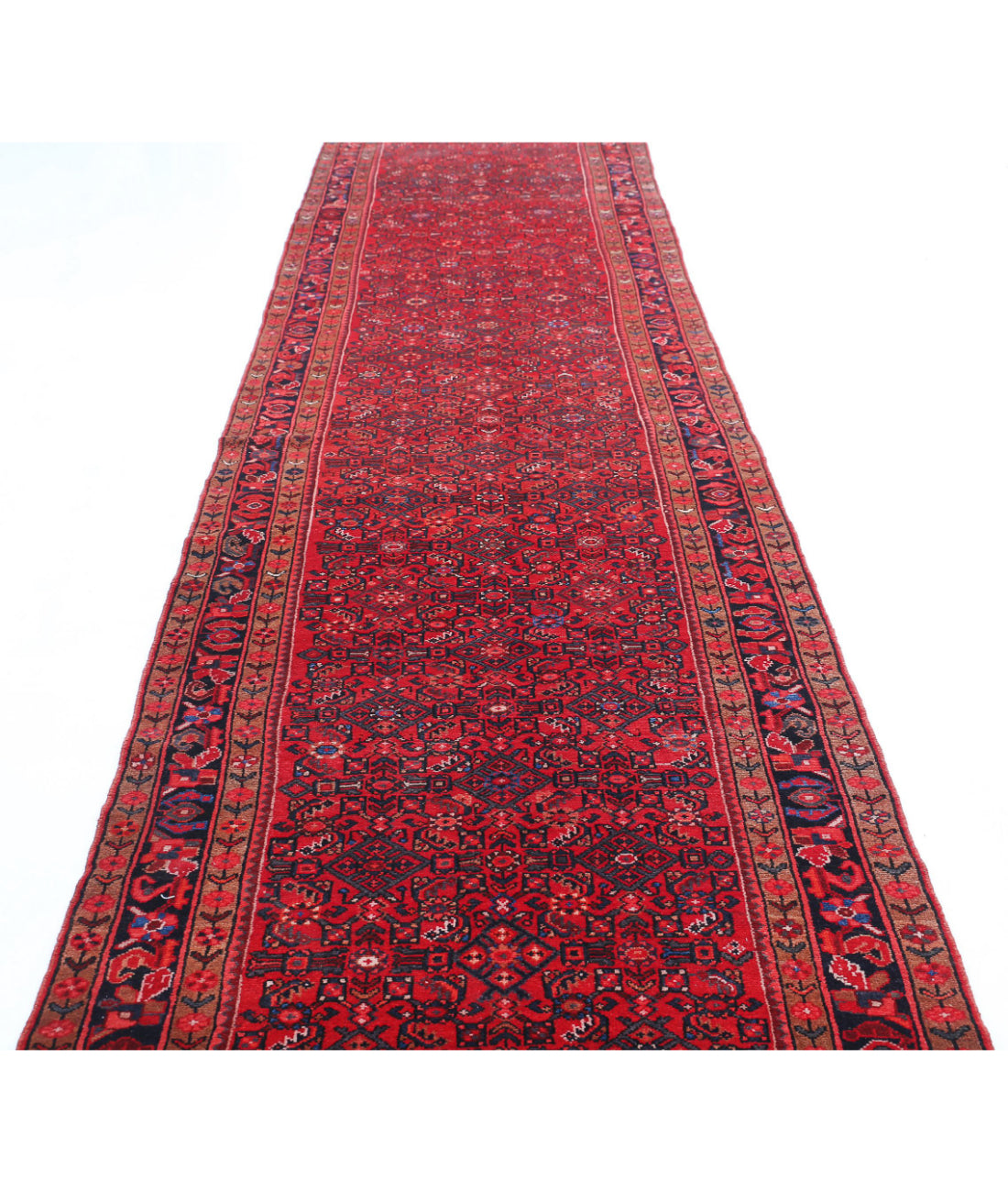 Hamadan 3'10'' X 17'0'' Hand-Knotted Wool Rug 3'10'' x 17'0'' (115 X 510) / Red / Black