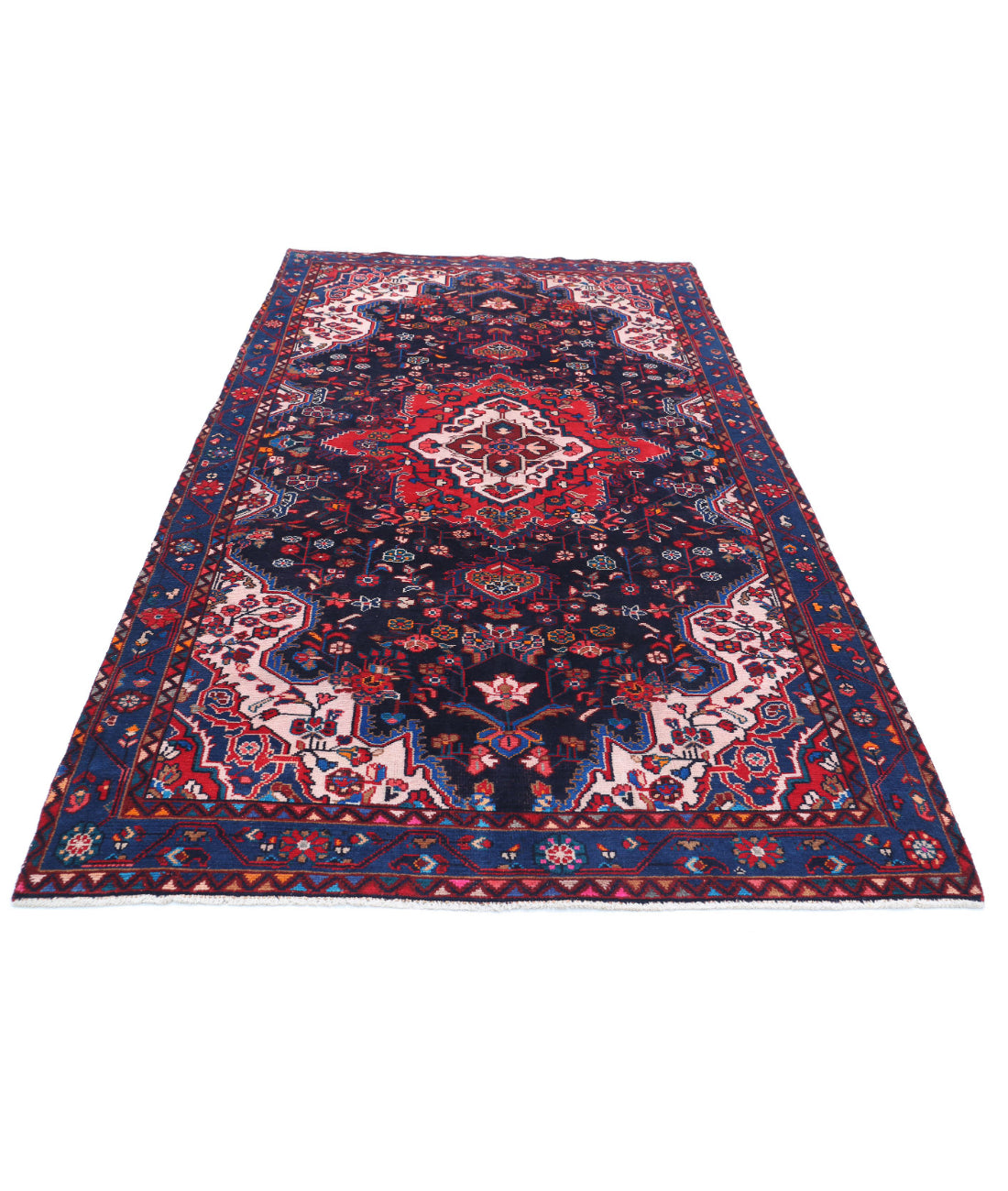 Hamadan 5'5'' X 9'10'' Hand-Knotted Wool Rug 5'5'' x 9'10'' (163 X 295) / Black / Blue