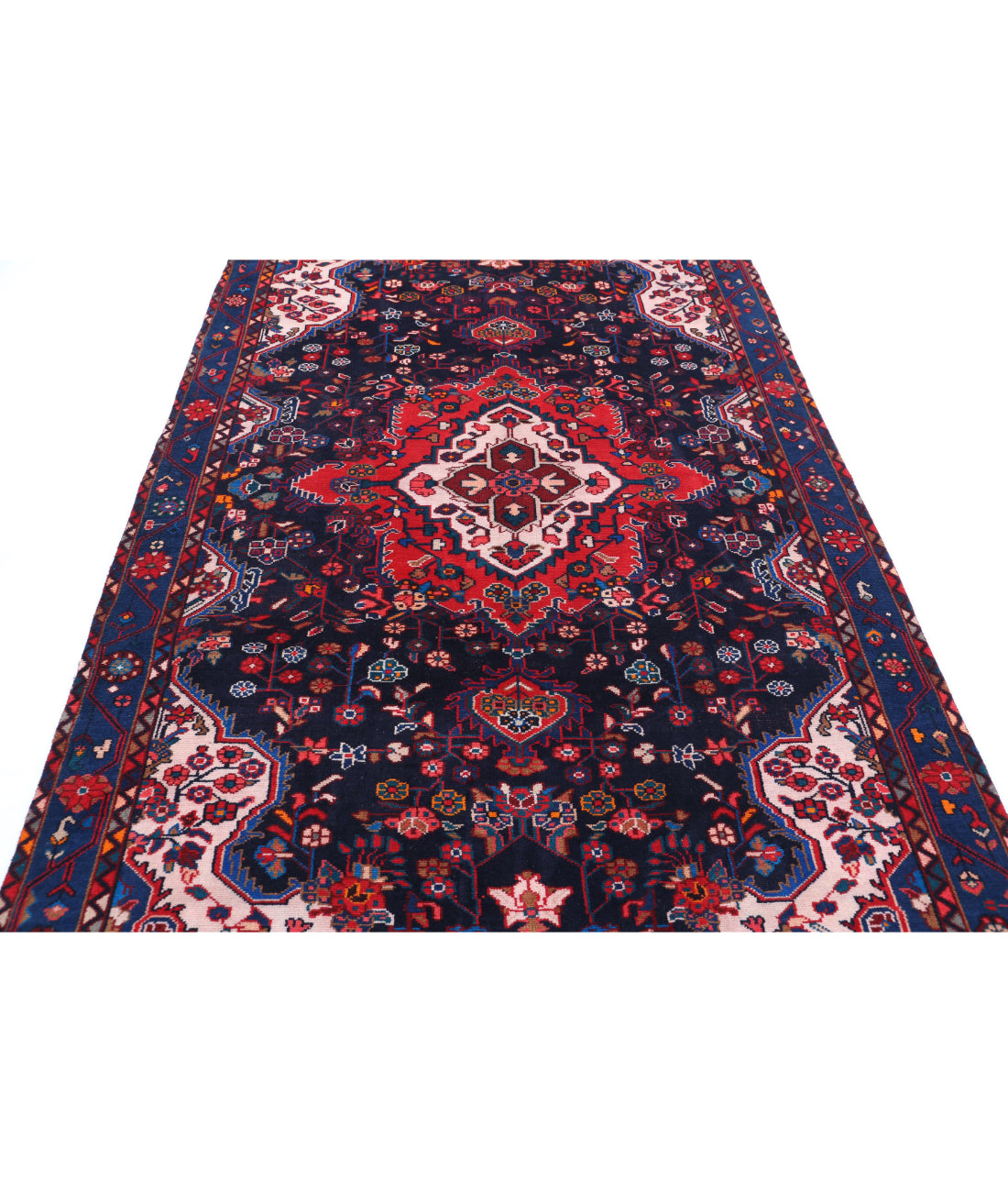 Hamadan 5'5'' X 9'10'' Hand-Knotted Wool Rug 5'5'' x 9'10'' (163 X 295) / Black / Blue