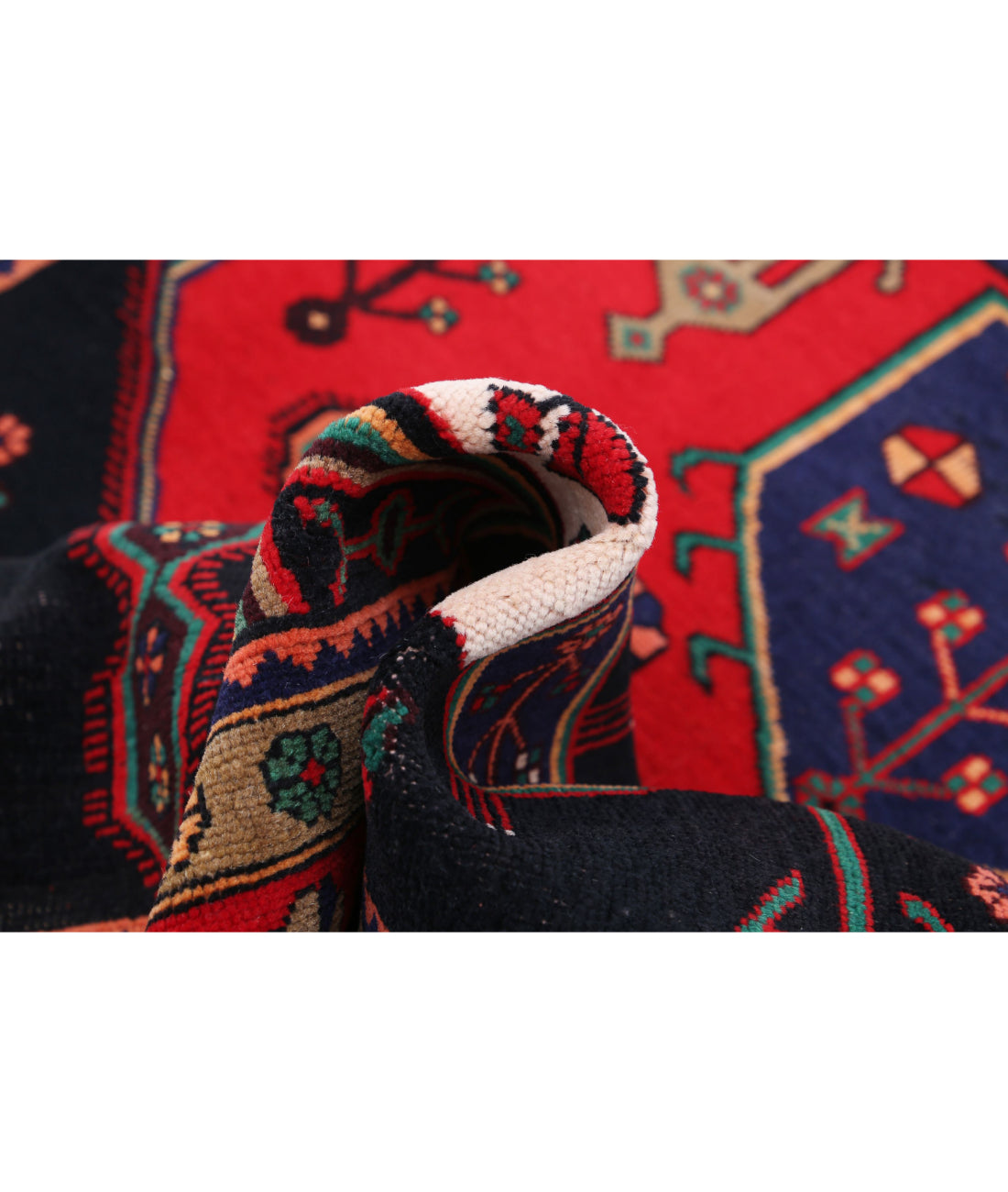 Hamadan 4'8'' X 9'7'' Hand-Knotted Wool Rug 4'8'' x 9'7'' (140 X 288) / Black / Red