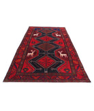 Hamadan 5'3'' X 10'4'' Hand-Knotted Wool Rug 5'3'' x 10'4'' (158 X 310) / Black / Red