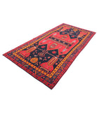 Hamadan 4'9'' X 9'7'' Hand-Knotted Wool Rug 4'9'' x 9'7'' (143 X 288) / Red / Blue