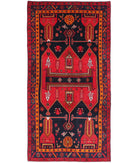 Hamadan 4'9'' X 9'7'' Hand-Knotted Wool Rug 4'9'' x 9'7'' (143 X 288) / Red / Blue