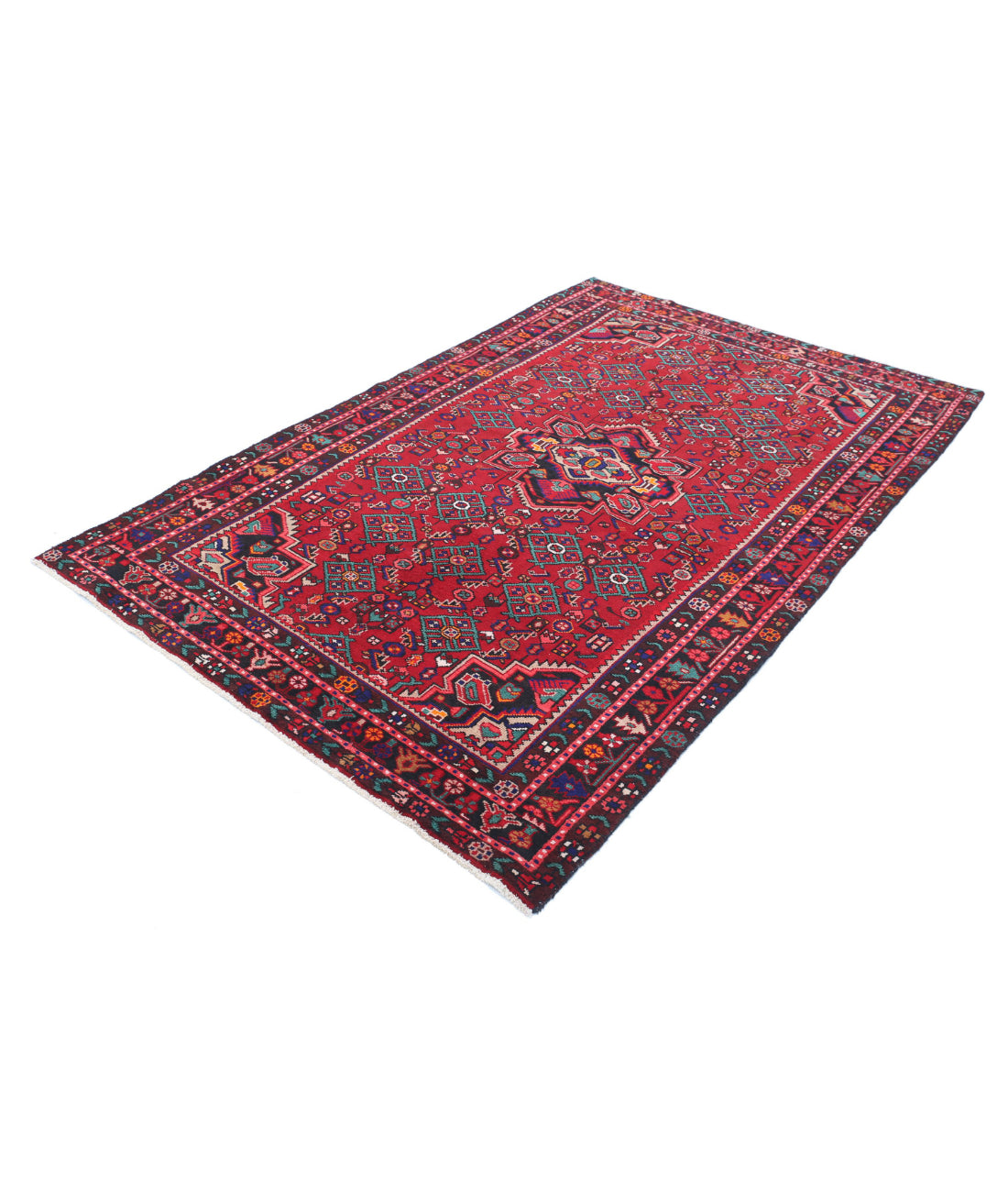 Hamadan 5'4'' X 7'11'' Hand-Knotted Wool Rug 5'4'' x 7'11'' (160 X 238) / Red / Black