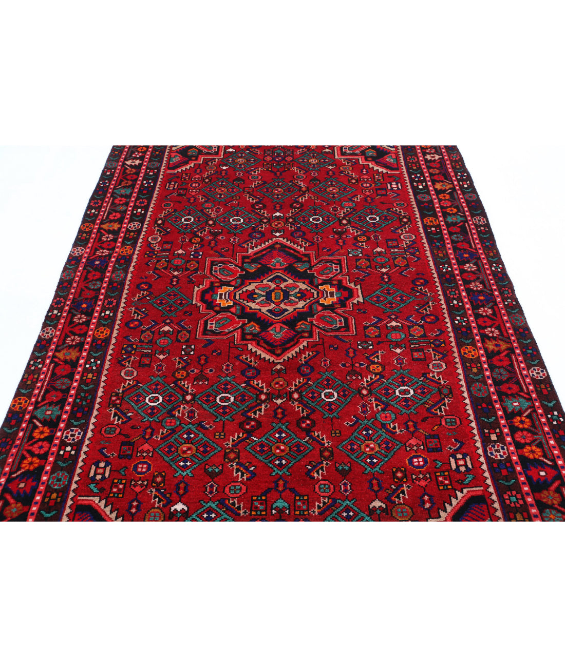 Hamadan 5'4'' X 7'11'' Hand-Knotted Wool Rug 5'4'' x 7'11'' (160 X 238) / Red / Black