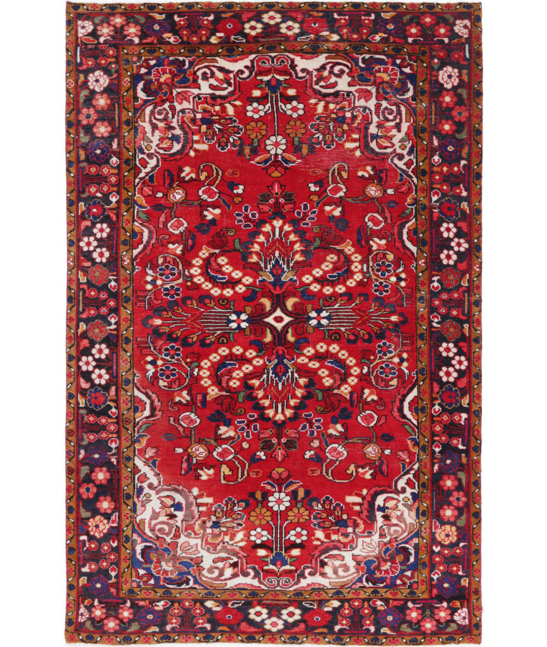 Hamadan 4'9'' X 7'8'' Hand-Knotted Wool Rug 4'9'' x 7'8'' (143 X 230) / Red / Black