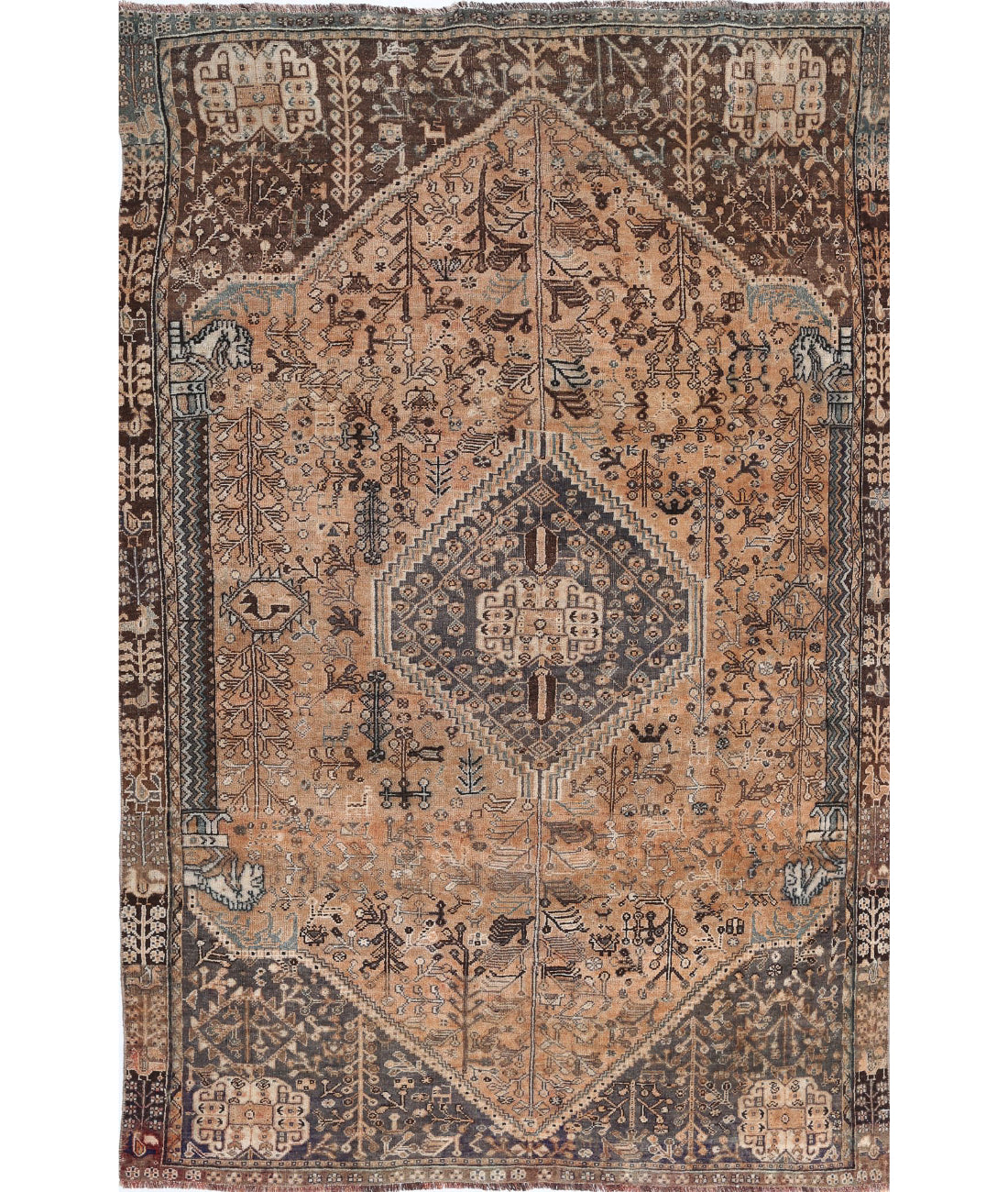 Vintage 4'10'' X 7'9'' Hand-Knotted Wool Rug 4'10'' x 7'9'' (145 X 233) / Rust / Grey