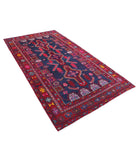 Hamadan 4'10'' X 8'10'' Hand-Knotted Wool Rug 4'10'' x 8'10'' (145 X 265) / Blue / Red