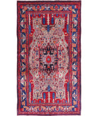 Hamadan 4'11'' X 9'0'' Hand-Knotted Wool Rug 4'11'' x 9'0'' (148 X 270) / Red / Blue