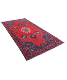 Hamadan 4'10'' X 9'0'' Hand-Knotted Wool Rug 4'10'' x 9'0'' (145 X 270) / Red / Blue