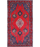 Hamadan 4'10'' X 9'0'' Hand-Knotted Wool Rug 4'10'' x 9'0'' (145 X 270) / Red / Blue