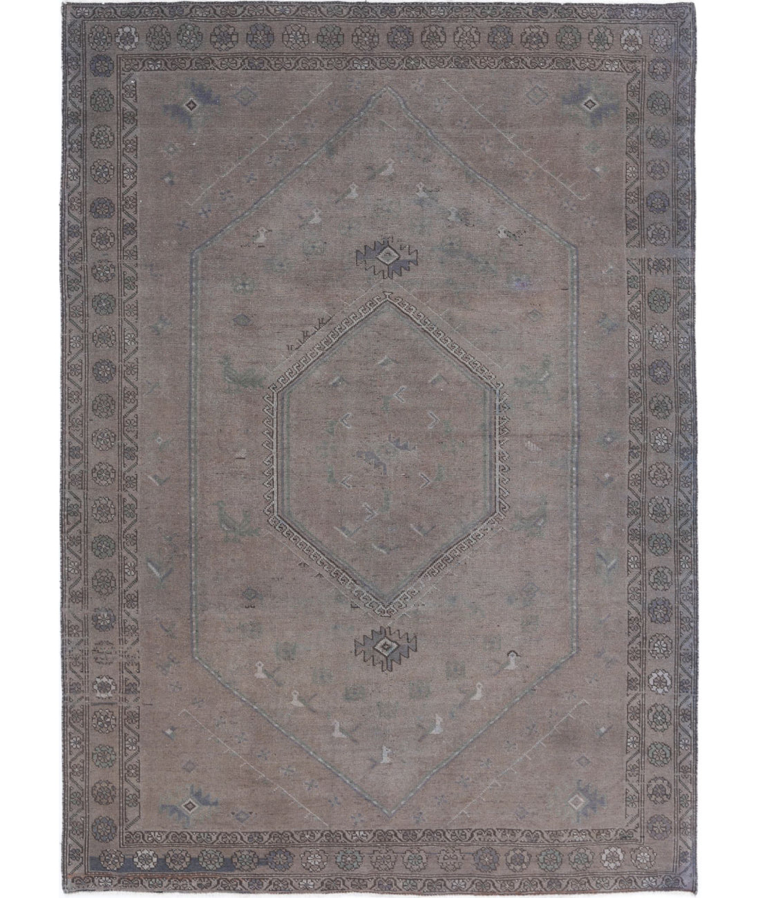 Overdye 6'8'' X 9'5'' Hand-Knotted Wool Rug 6'8'' x 9'5'' (200 X 283) / Brown / Charcoal