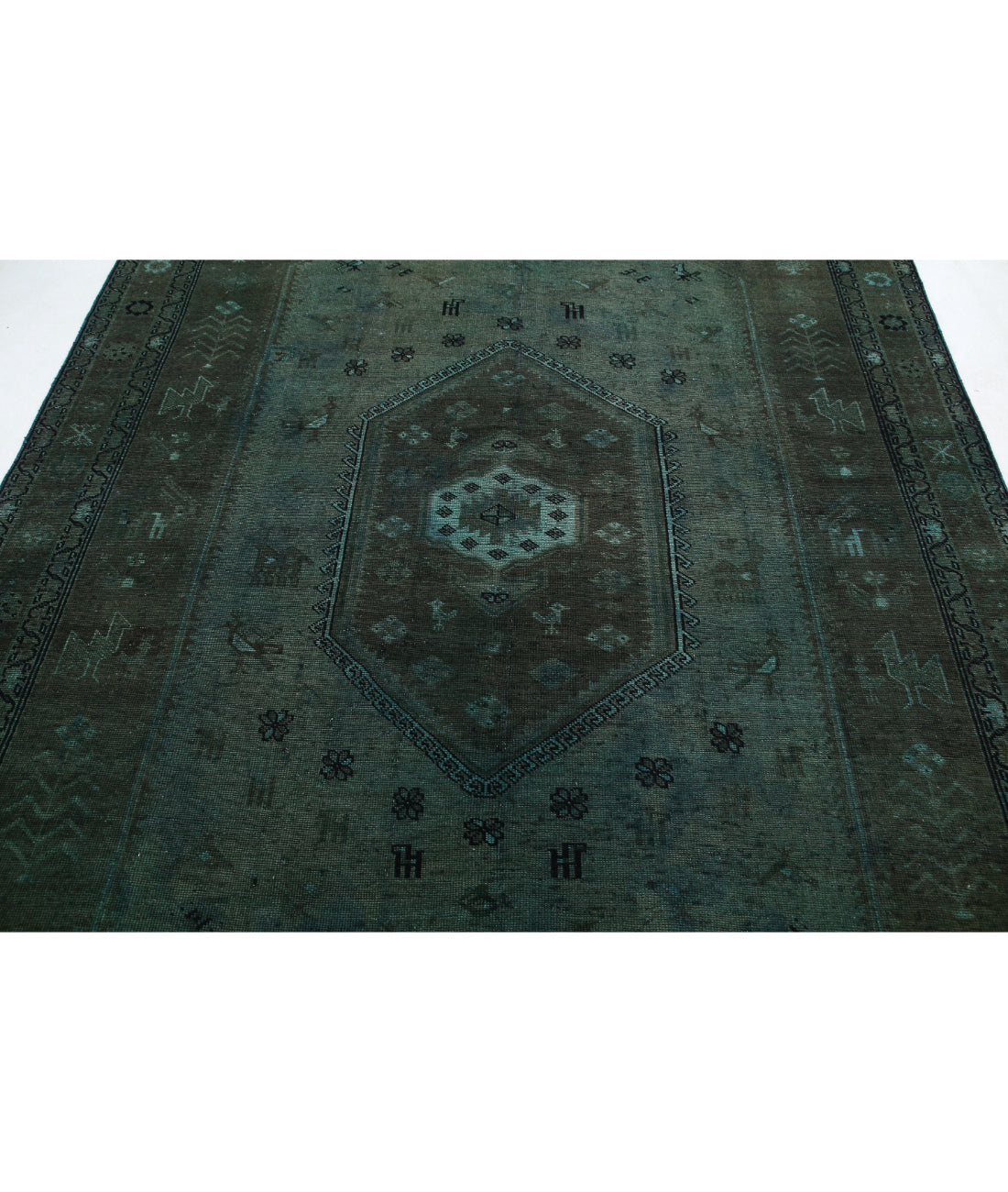 Overdye 7'0'' X 9'8'' Hand-Knotted Wool Rug 7'0'' x 9'8'' (210 X 290) / Green / Charcoal