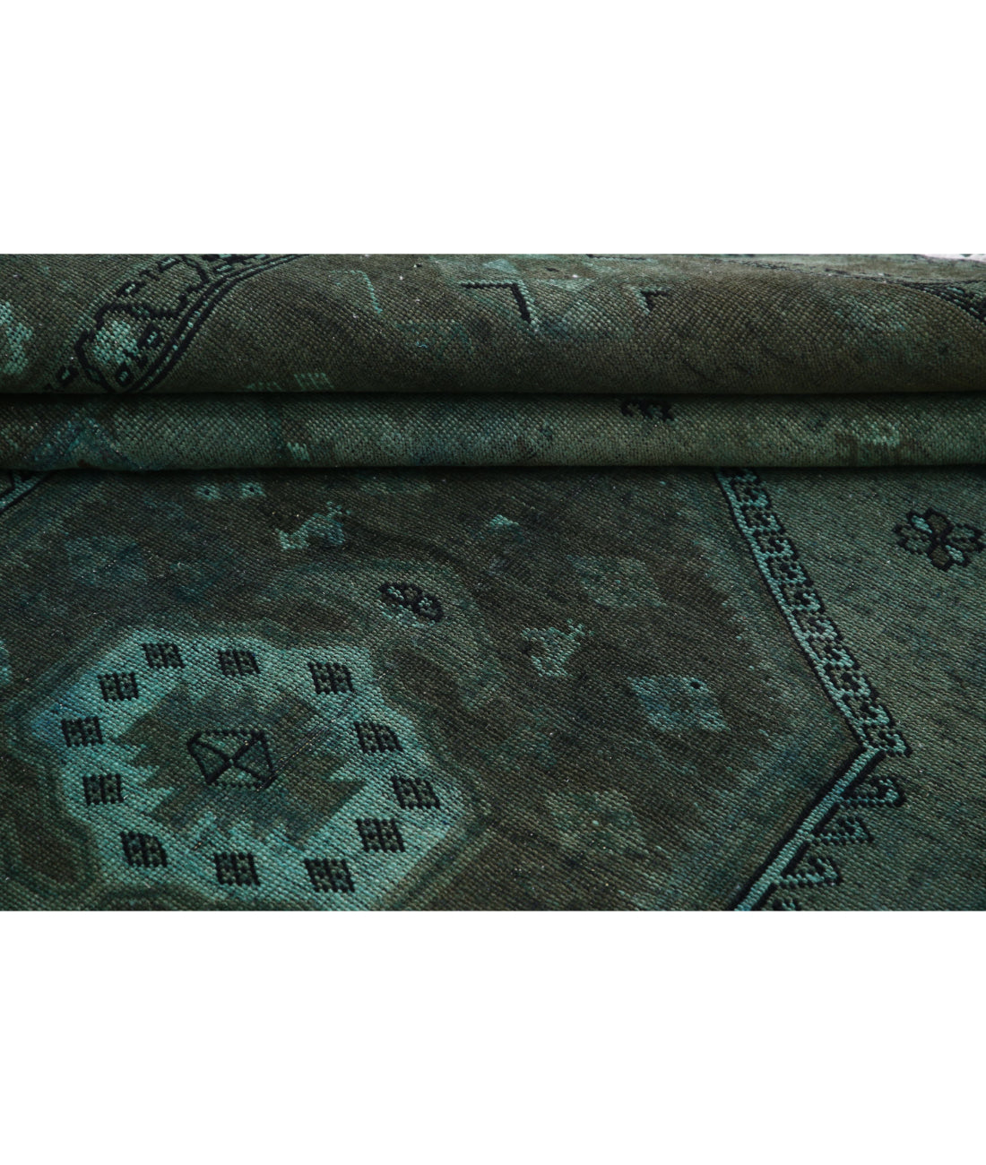 Overdye 7'0'' X 9'8'' Hand-Knotted Wool Rug 7'0'' x 9'8'' (210 X 290) / Green / Charcoal