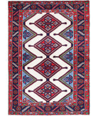 Hamadan 3'5'' X 4'9'' Hand-Knotted Wool Rug 3'5'' x 4'9'' (103 X 143) / Ivory / Blue