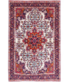 Hamadan 3'3'' X 5'1'' Hand-Knotted Wool Rug 3'3'' x 5'1'' (98 X 153) / Ivory / Blue