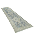 Vintage 3'5'' X 13'5'' Hand-Knotted Wool Rug 3'5'' x 13'5'' (103 X 403) / Blue / Ivory