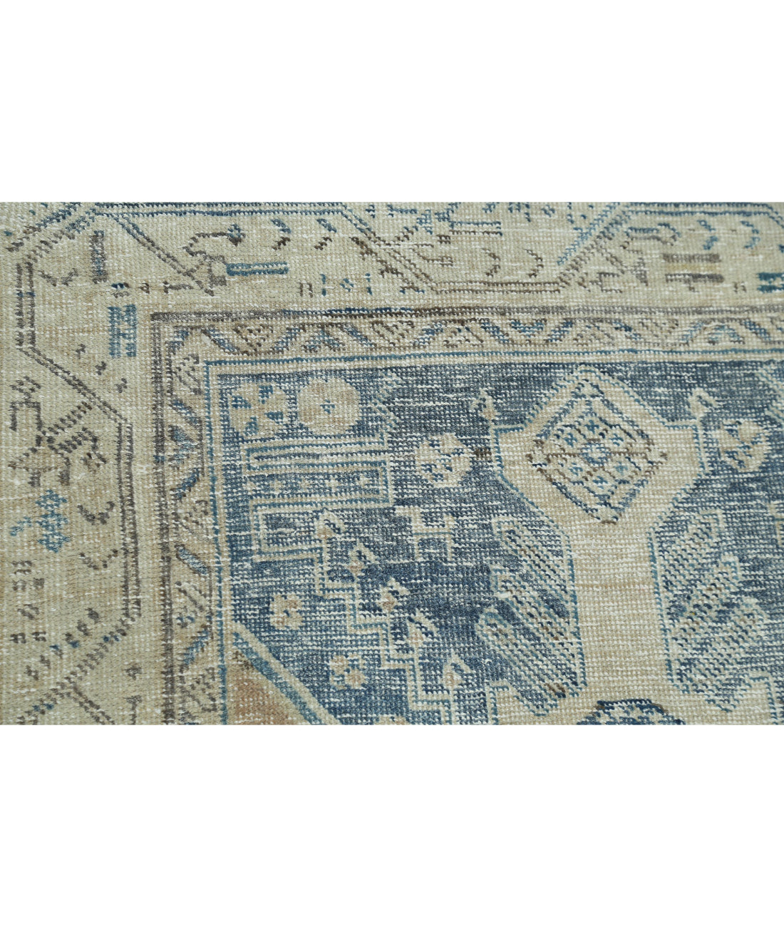 Vintage 3'5'' X 13'5'' Hand-Knotted Wool Rug 3'5'' x 13'5'' (103 X 403) / Blue / Ivory