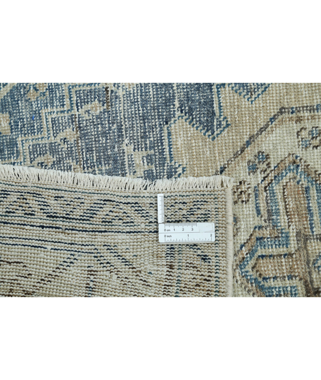 Vintage 3'5'' X 13'5'' Hand-Knotted Wool Rug 3'5'' x 13'5'' (103 X 403) / Blue / Ivory